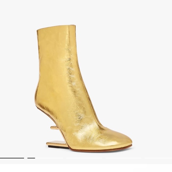 Fendi First Gold nappa leather high-heel boots Sz 38.5 NWB - Picture 4 of 7